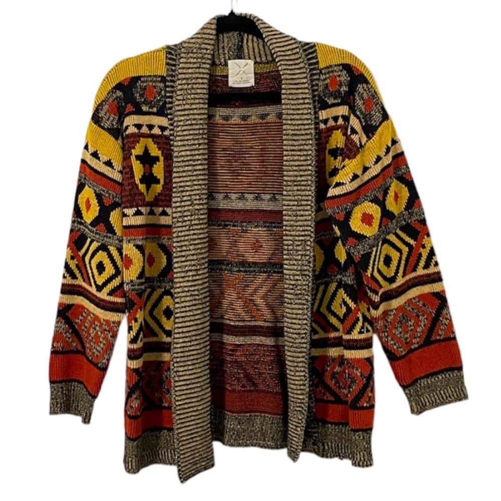 Anthropologie Multicolor Aztec Knit Cardigan - Yellow, Red, Brown